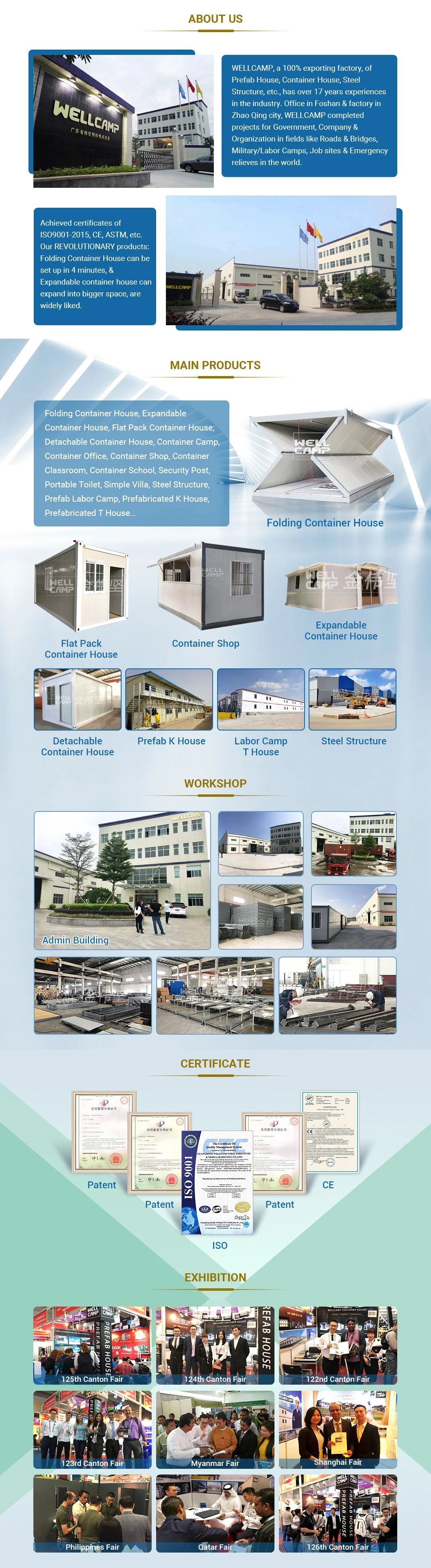 ISO Approved Steel Structure+Sandwich Panel Modular Folding Container House Price USA