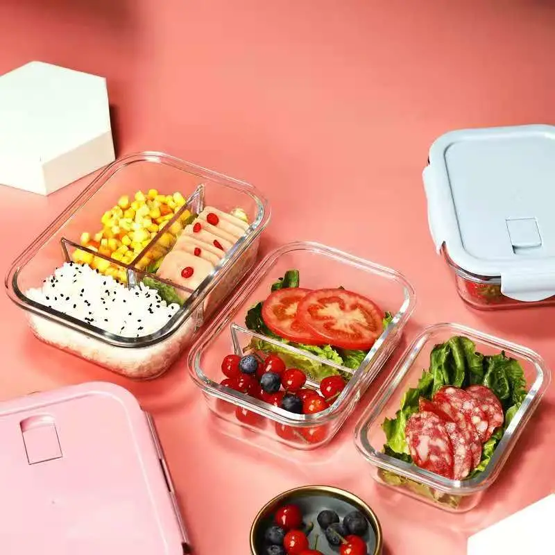 Fresh-Keeping Box Separated Glass Lunch Box Lunch Box Microwave Special Glass Container